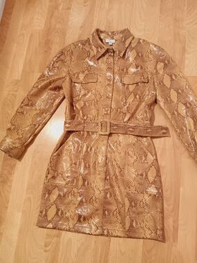 Current Air For Antropology/ Snake-Print Belted Shirt Dress/ Size M